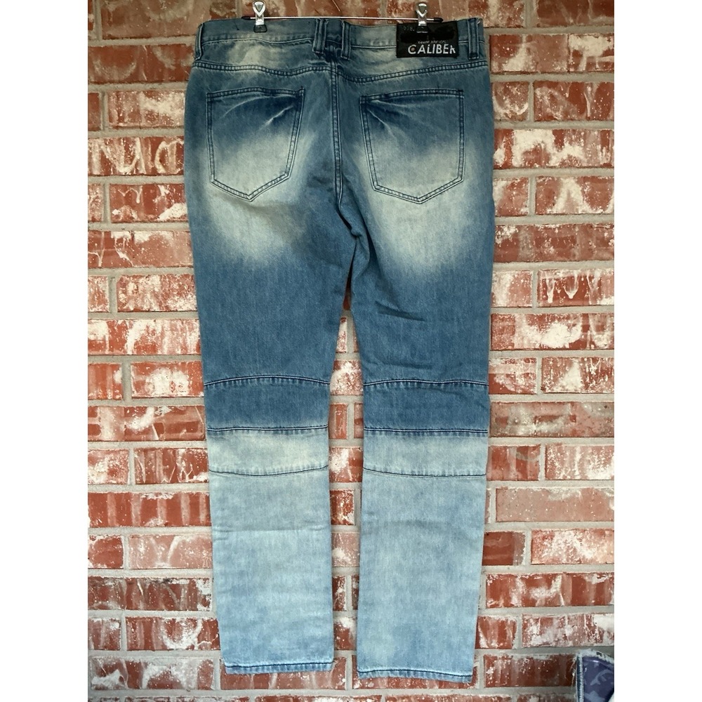 Caliber Men CDMG Acid‎ Washed Y2K Hip Hop Jeans 38x34 Distressed Side Zip Pocket - Picture 2 of 4